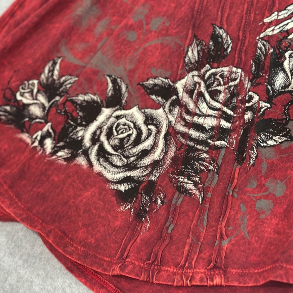 Women's Red Graphic Rhinestone Tank Top - Picture 3 of 9